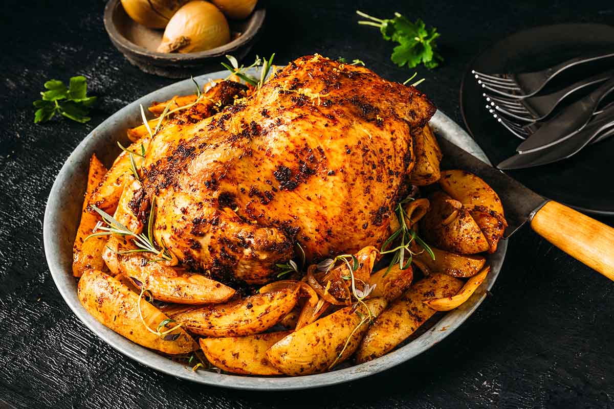 Kokonainen kana uunissa ja sitruunaperunat-3 kopio